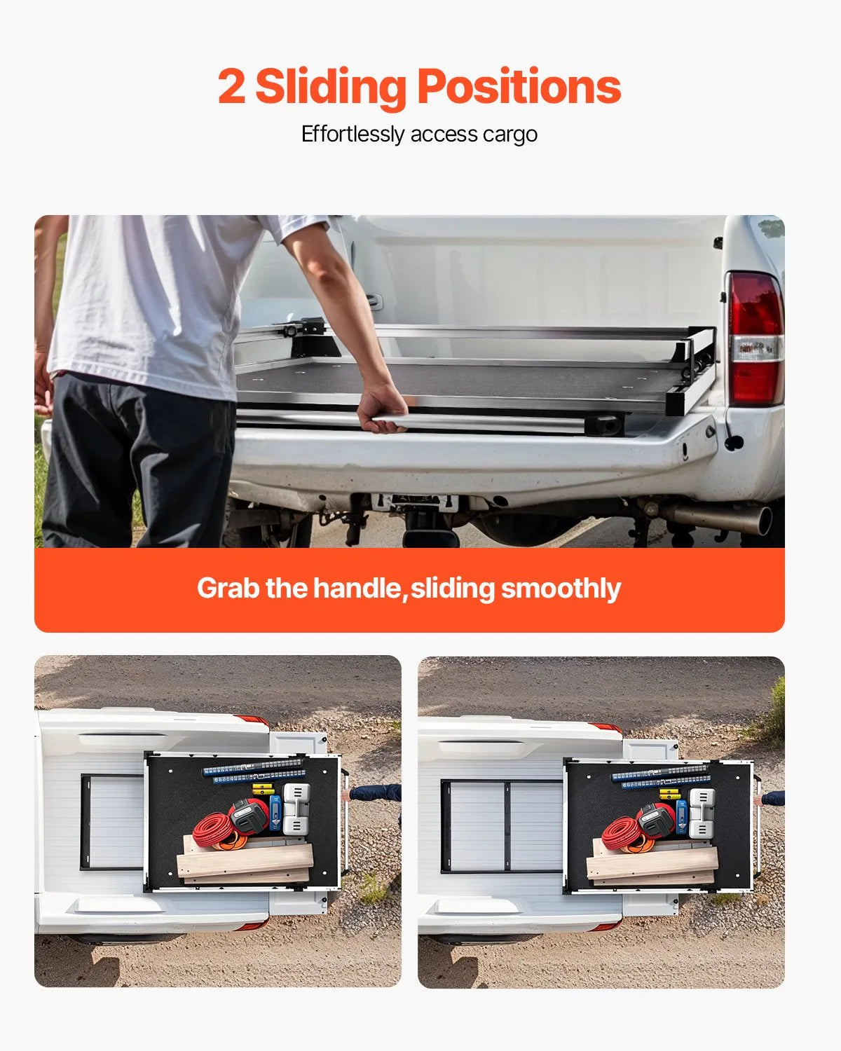 75" x 48" Sliding Truck Bed Organizer with Pull-Out Storage Tray, 1,000 lb Capacity