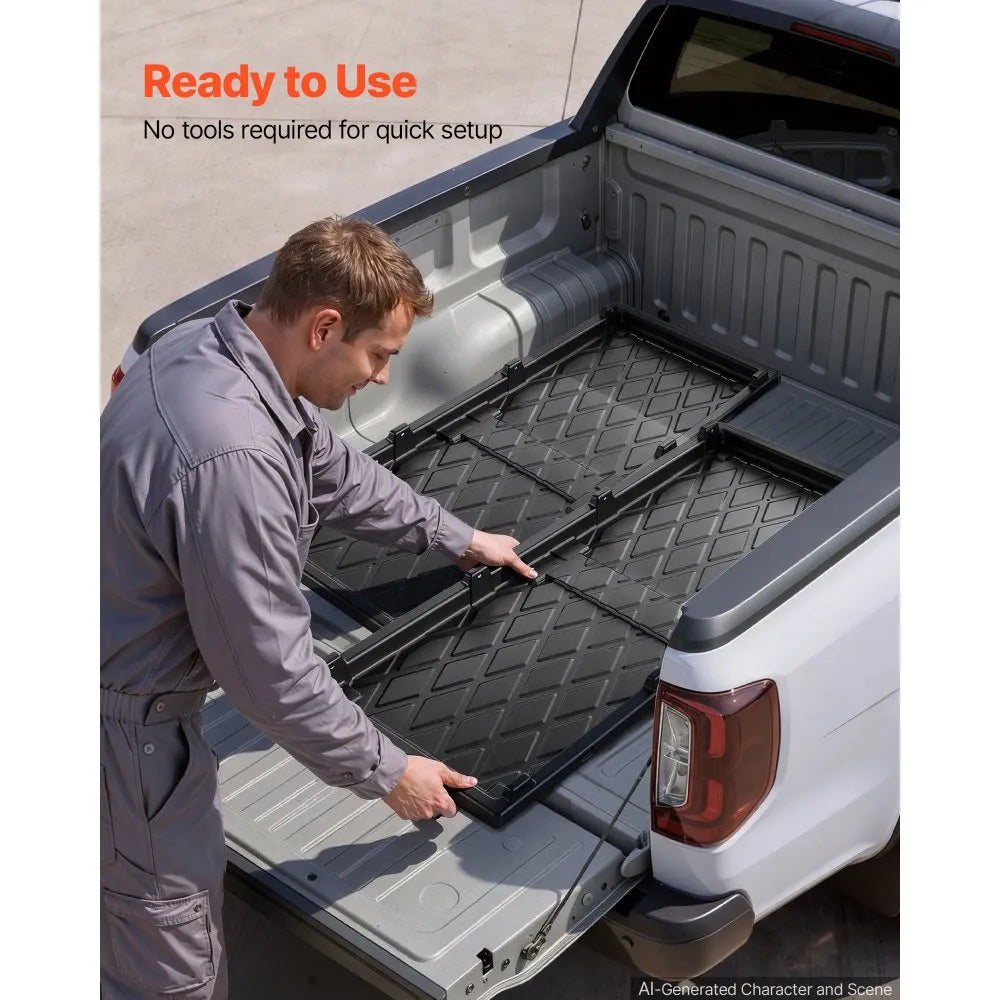 Slide-Out Truck Bed Cargo Tray, 500 lb Capacity, Heavy-Duty Sliding Truck Bed Organizer for Pickup Trucks with Beds 5 ft or Shorter