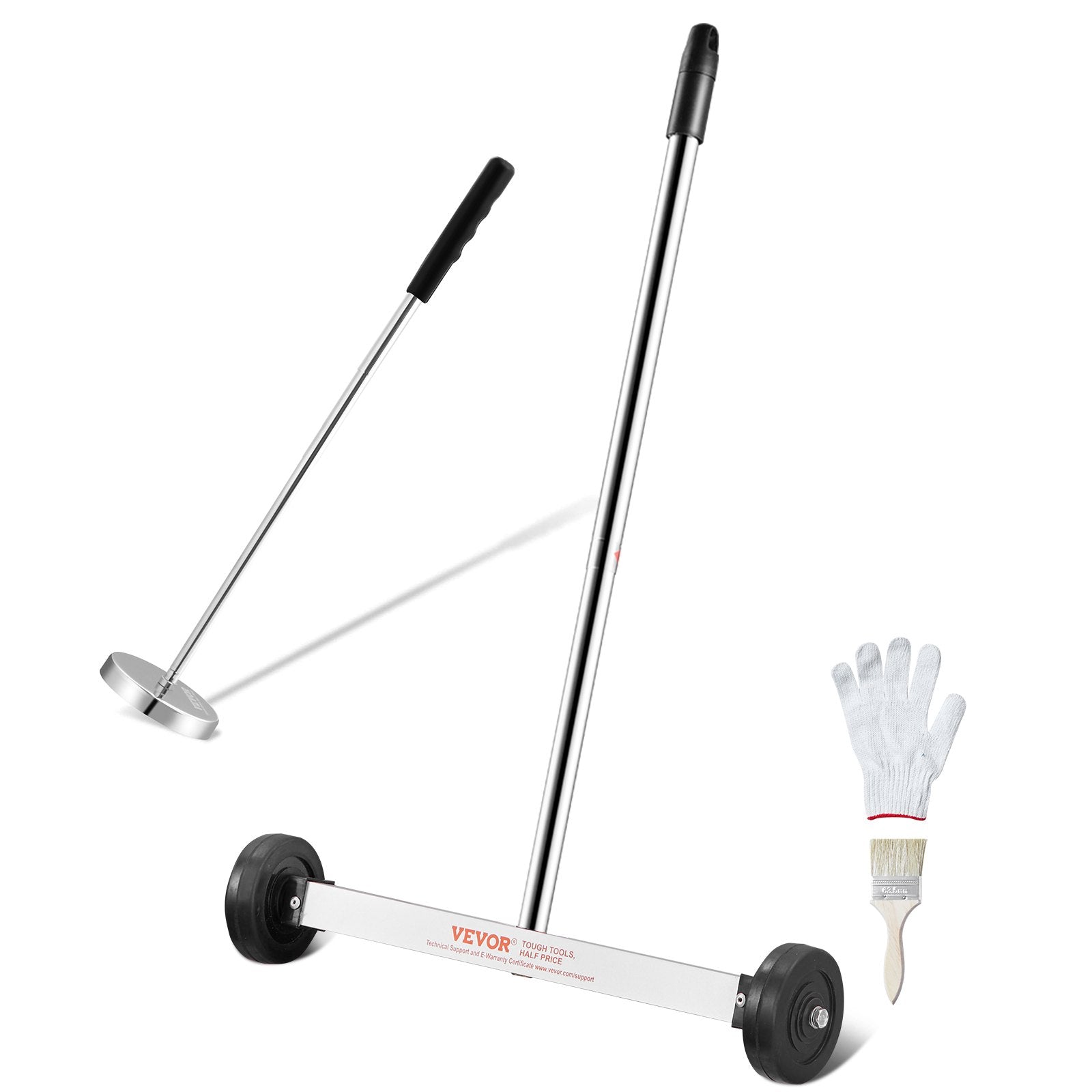 VEVOR 15-Inch Magnetic Sweeper with Wheels Telescoping Magnetic Pickup Tool 