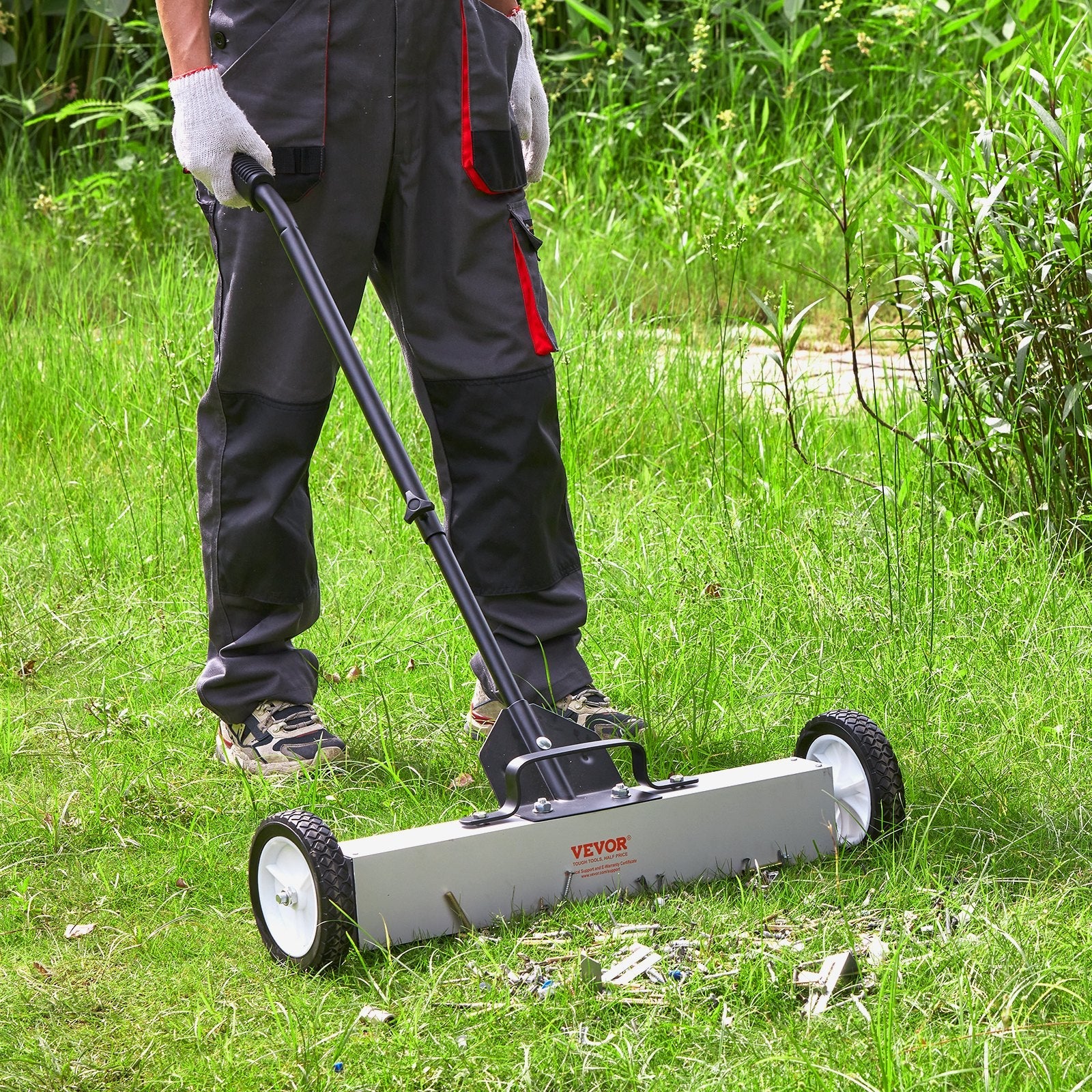 VEVOR 24-Inch Magnetic Sweeper with Wheels Telescoping Magnetic Pickup Tool 
