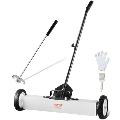 VEVOR 24-Inch Magnetic Sweeper with Wheels Telescoping Magnetic Pickup Tool 