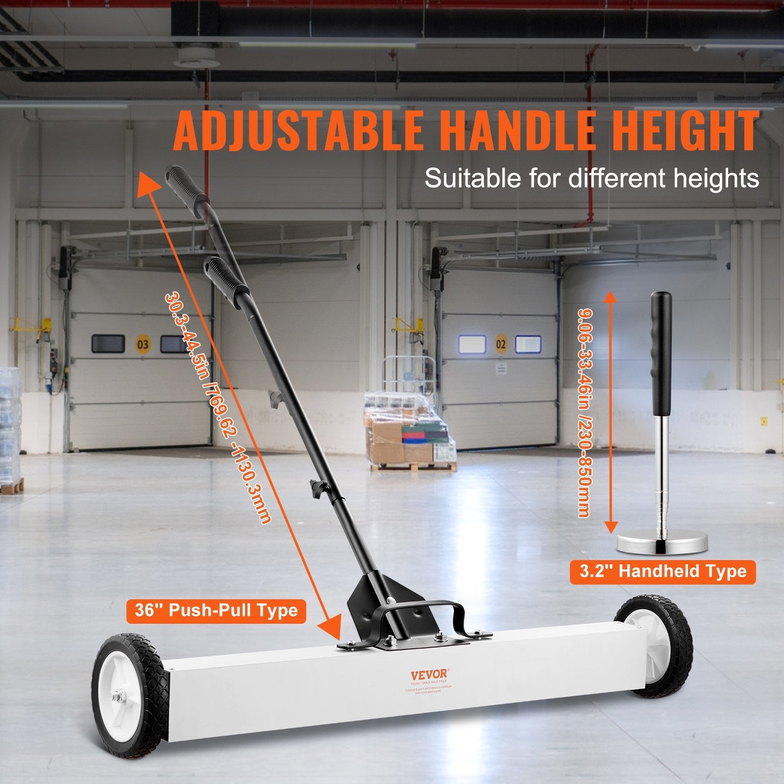VEVOR 36-Inch Magnetic Sweeper with Wheels Telescoping Magnetic Pickup Tool 