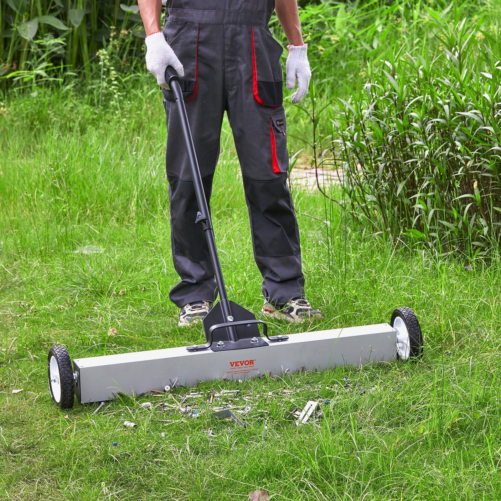 VEVOR 36-Inch Magnetic Sweeper with Wheels Telescoping Magnetic Pickup Tool 
