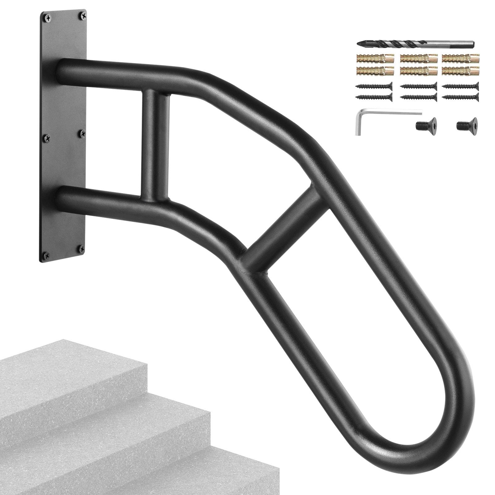VEVOR Handrails for Outdoor Steps 29" Wall Mount Safety Railings for 1-3 Steps 