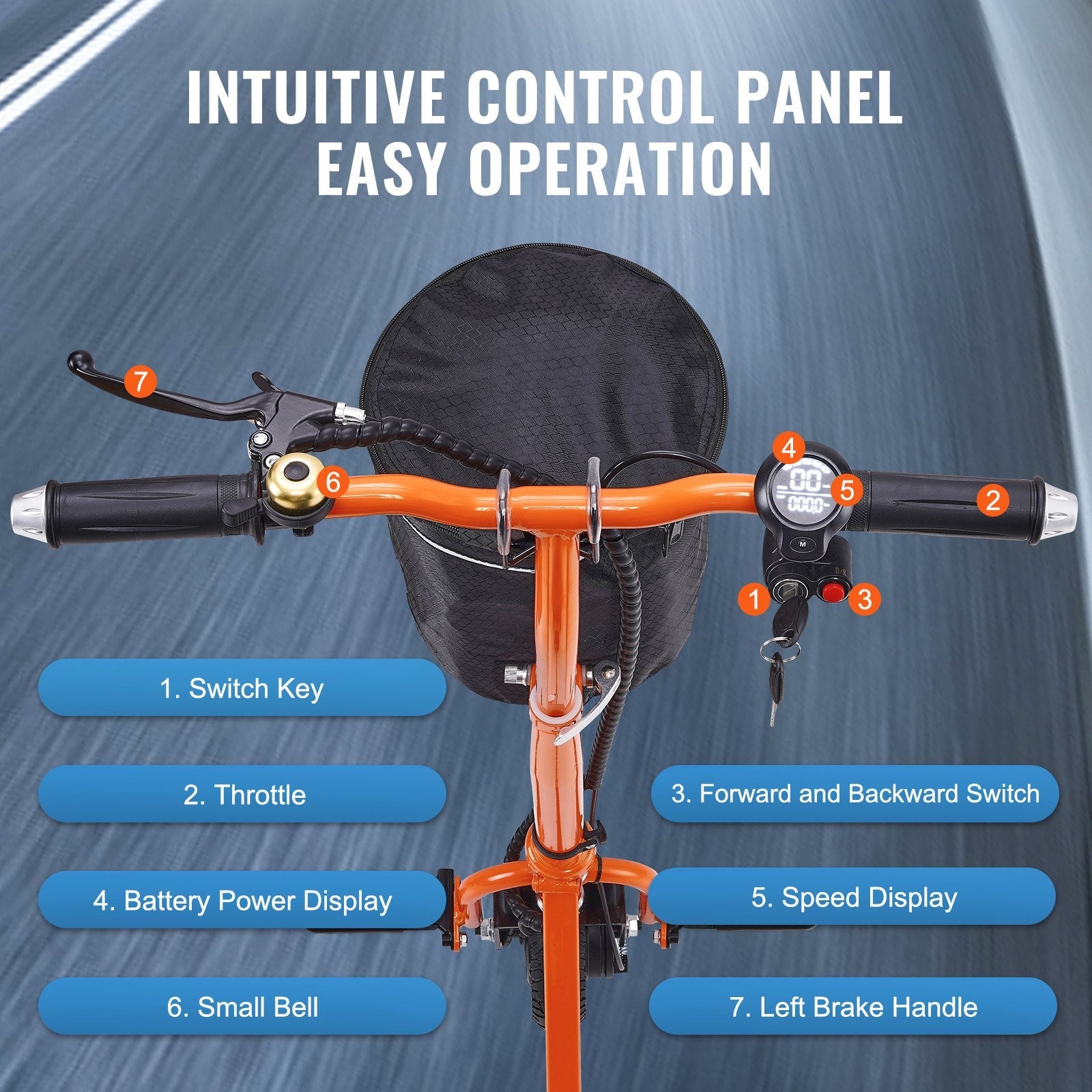 VEVOR Foldable 3 Wheel Mobility Scooter for Seniors, Portable Electric Powered Mobility Scooter with 12 Mile Long Range, All Terrain Travel Wheelchair with 48V Lithium-ion Battery, Max Support 330LBS 