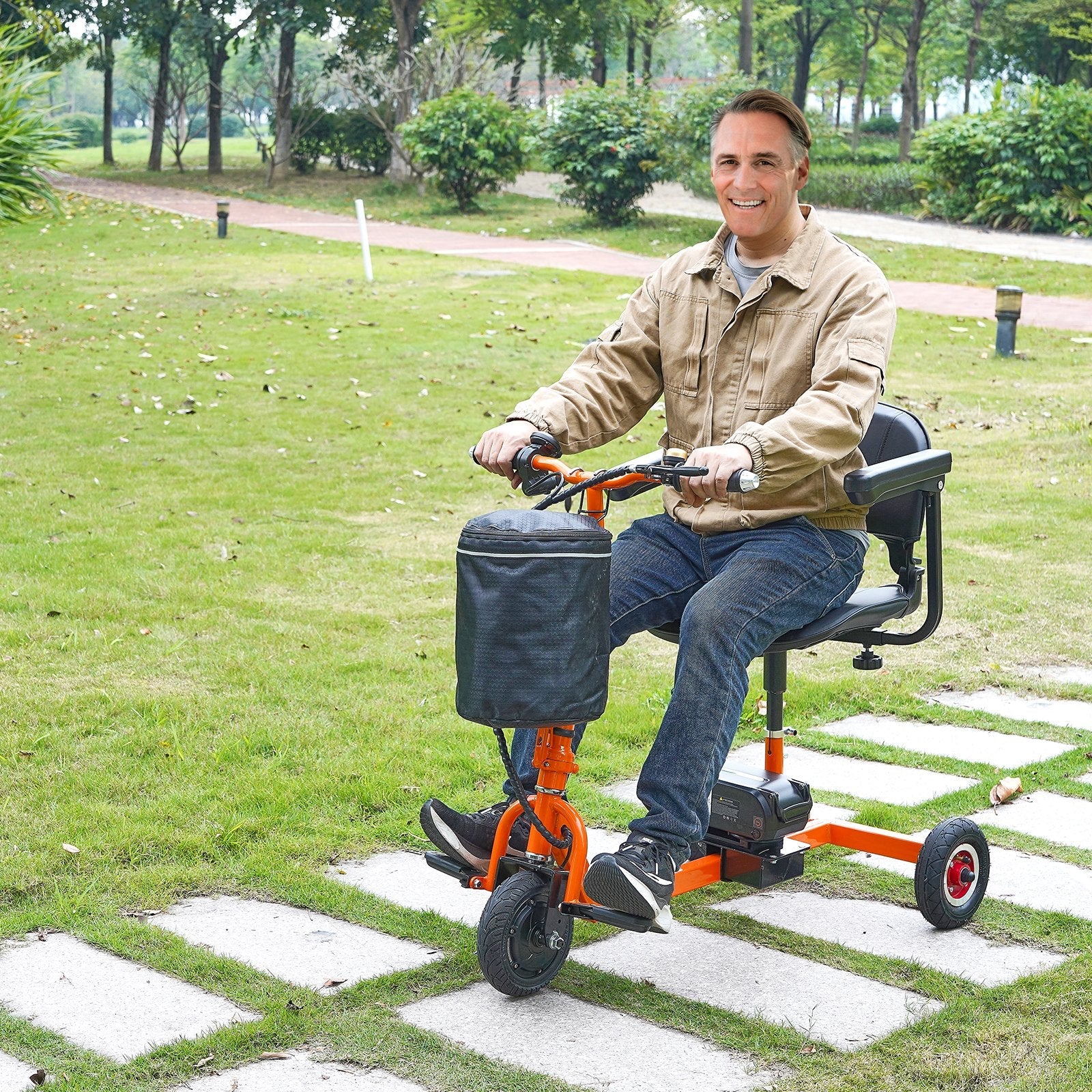 VEVOR Foldable 3 Wheel Mobility Scooter for Seniors, Portable Electric Powered Mobility Scooter with 12 Mile Long Range, All Terrain Travel Wheelchair with 48V Lithium-ion Battery, Max Support 330LBS 