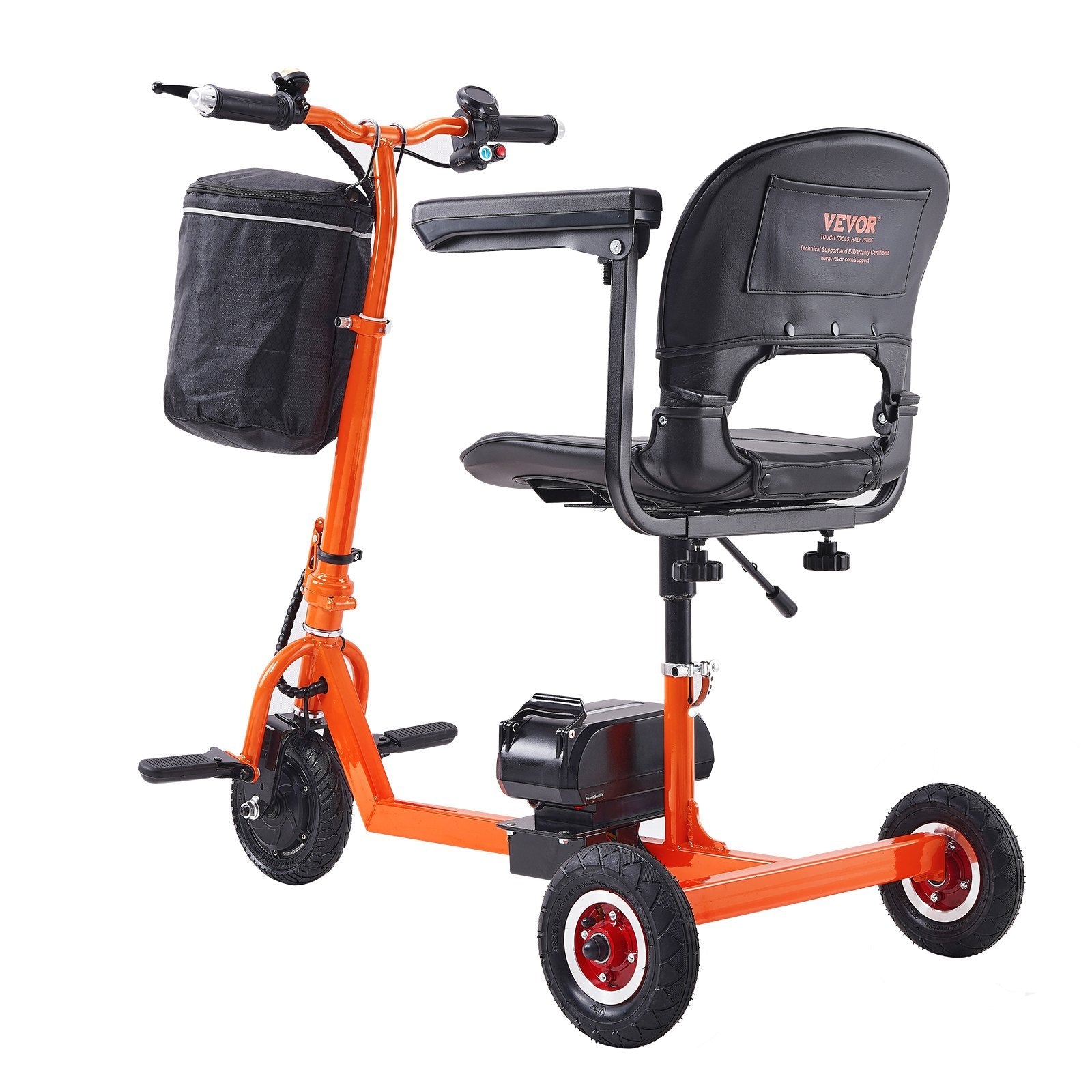 VEVOR Foldable 3 Wheel Mobility Scooter for Seniors, Portable Electric Powered Mobility Scooter with 12 Mile Long Range, All Terrain Travel Wheelchair with 48V Lithium-ion Battery, Max Support 330LBS 
