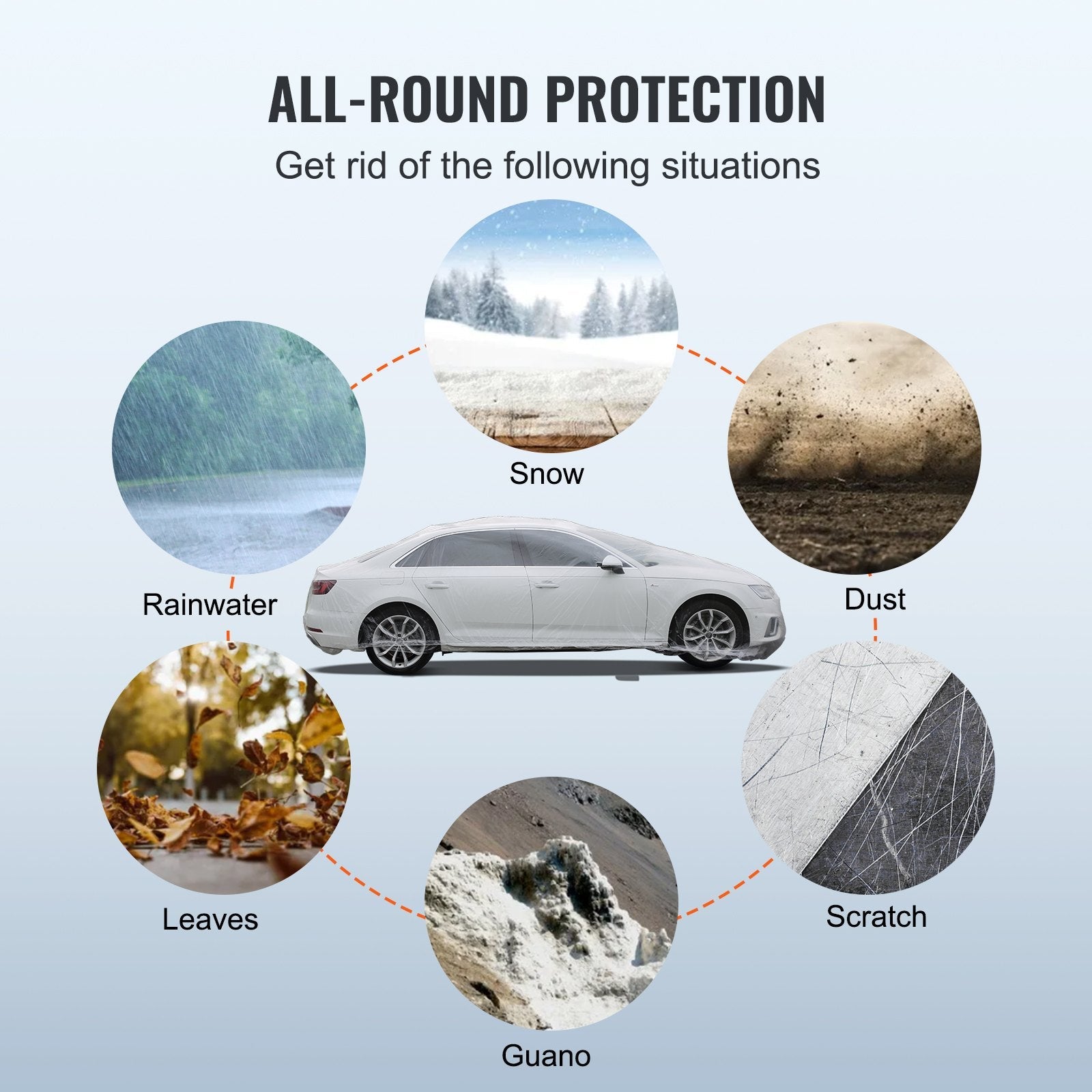 10 PACK Clear Plastic Temporary Universal Disposable Car Cover Rain Dust Garage 