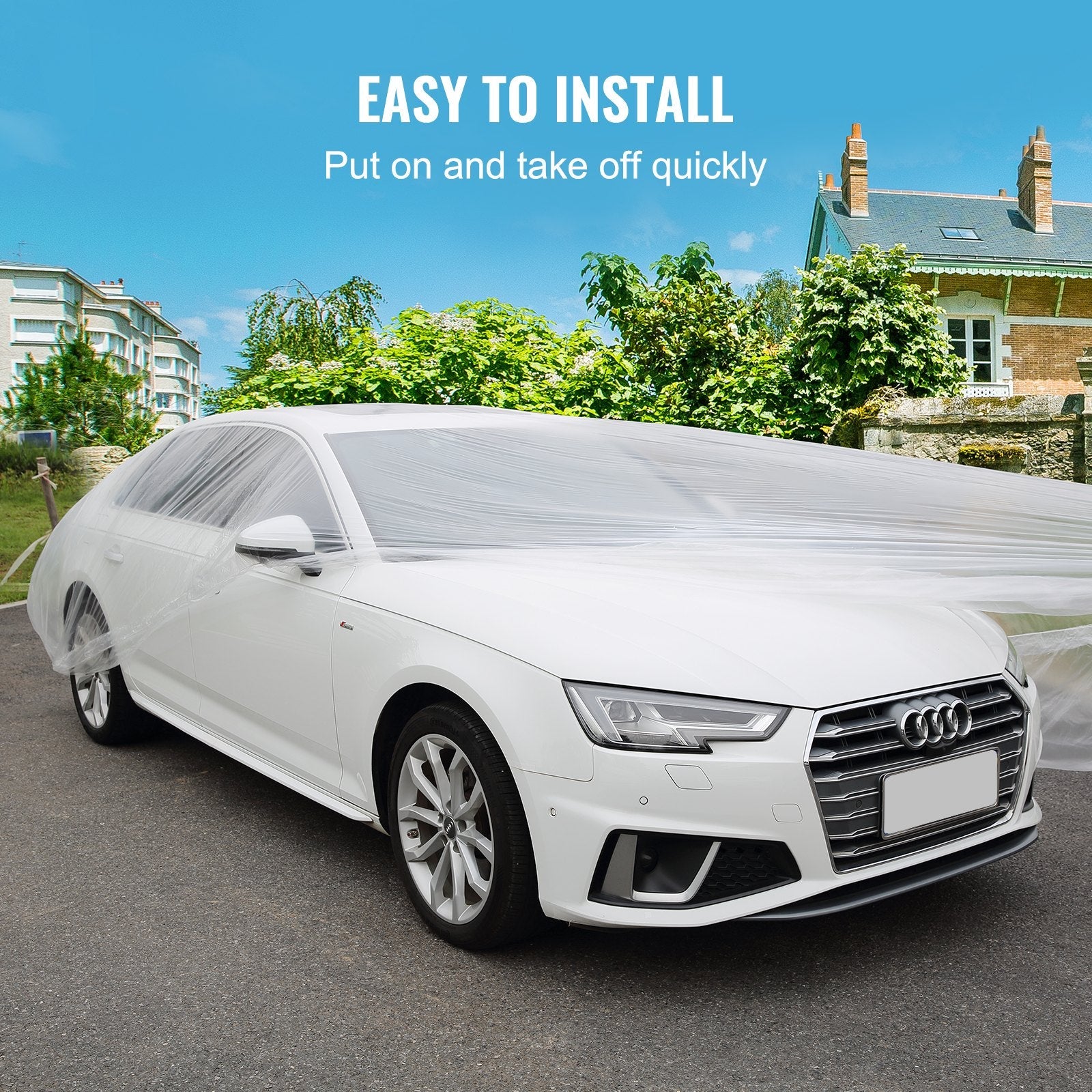 10 PACK Clear Plastic Temporary Universal Disposable Car Cover Rain Dust Garage 