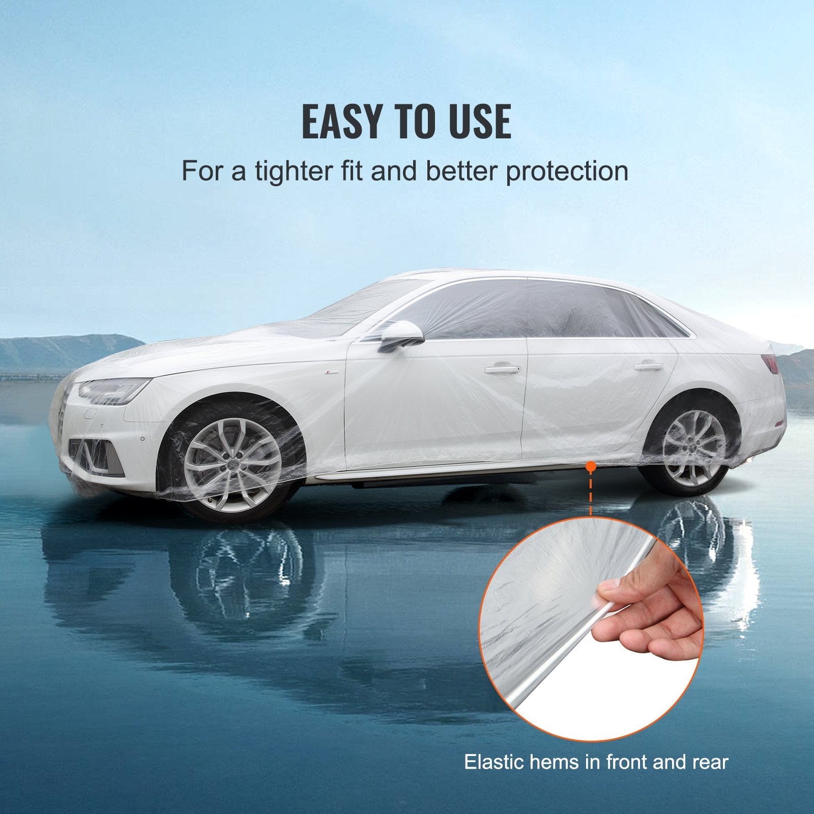 10 PACK Clear Plastic Temporary Universal Disposable Car Cover Rain Dust Garage 