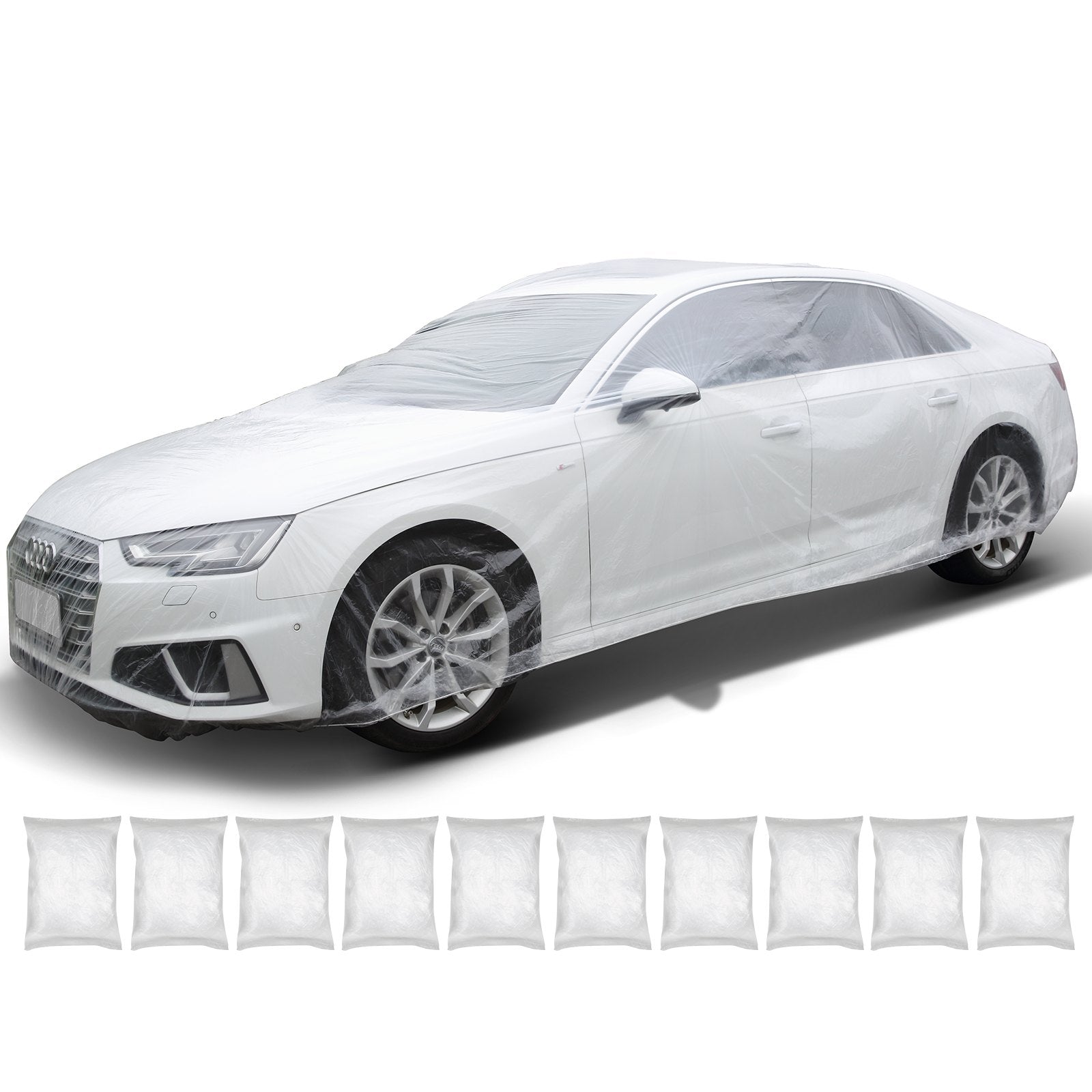 10 PACK Clear Plastic Temporary Universal Disposable Car Cover Rain Dust Garage 