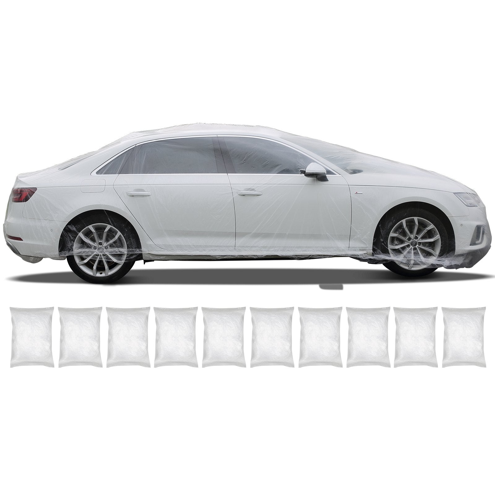 10 PACK Clear Plastic Temporary Universal Disposable Car Cover Rain Dust Garage 