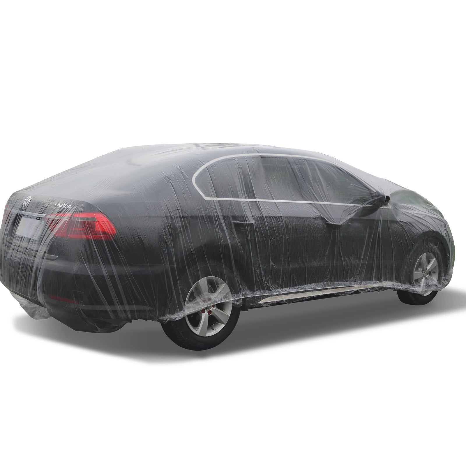 10 PACK Clear Plastic Temporary Universal Disposable Car Cover Rain Dust Garage 