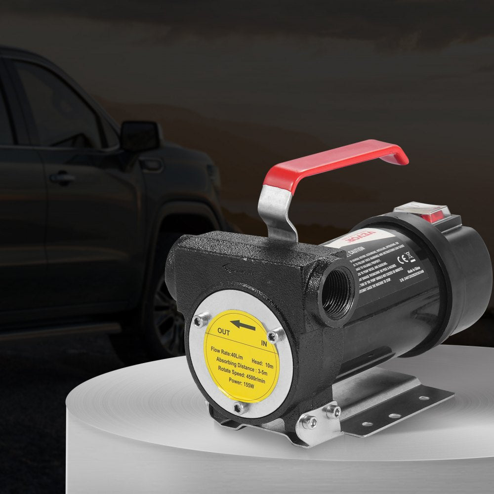 VEVOR Fuel Transfer Pump 12V 10 GPM 1/4 HP Diesel Pump with Auto Fuel Nozzle 