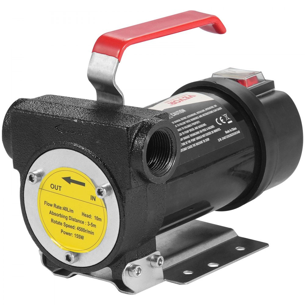 VEVOR Fuel Transfer Pump 12V 10 GPM 1/4 HP Diesel Pump with Auto Fuel Nozzle 