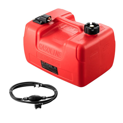 VEVOR Marine Fuel Tank, 3.17 Gallon/12L, Portable Boat Fuel Gas Tank for Outboard Engine Boats, Plastic Outboard Marine Boat Fuel Tank with Hose, Easy to Carry for Yacht, Fishing Boat, Deck Boat, Red 