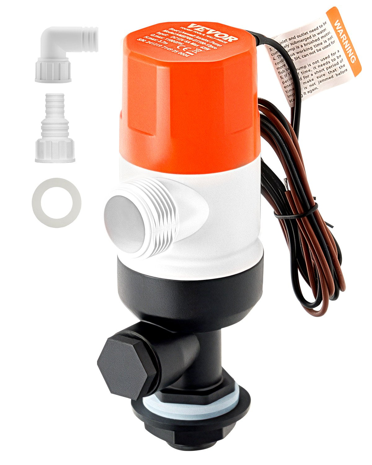 VEVOR Livewell Pump for Boat 12V 1100GPH Livewell Aerator Pump Straight 2 Inlets 
