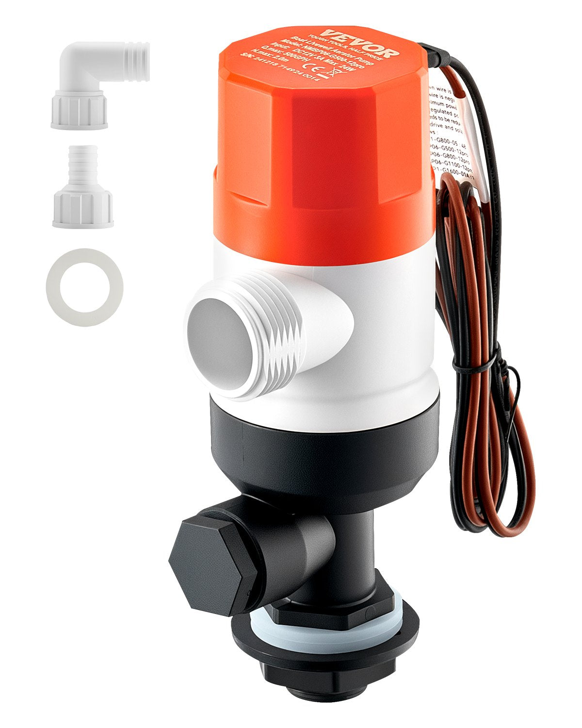 VEVOR Livewell Pump for Boat 12V 500 GPH Livewell Aerator Pump Straight 2 Inlets 