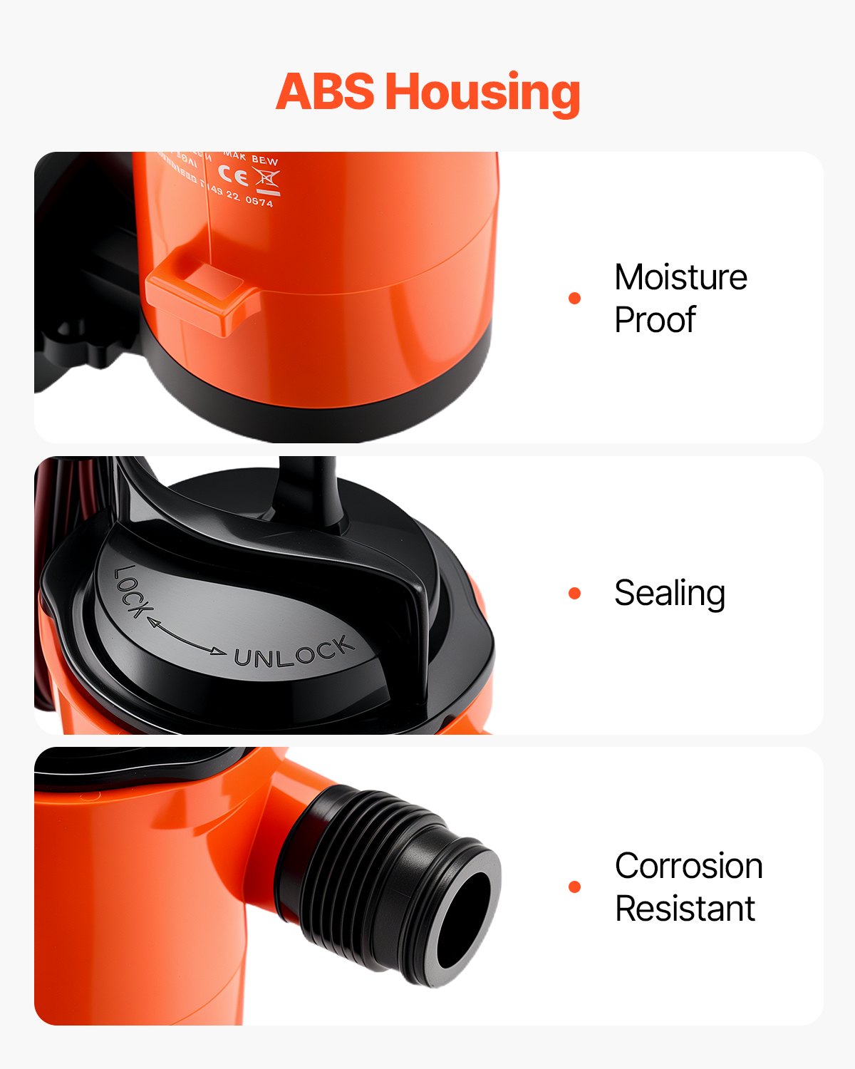 VEVOR Livewell Pump for Boat 12V 800 GPH 90°Livewell Aerator Pump Baitwell Pump 