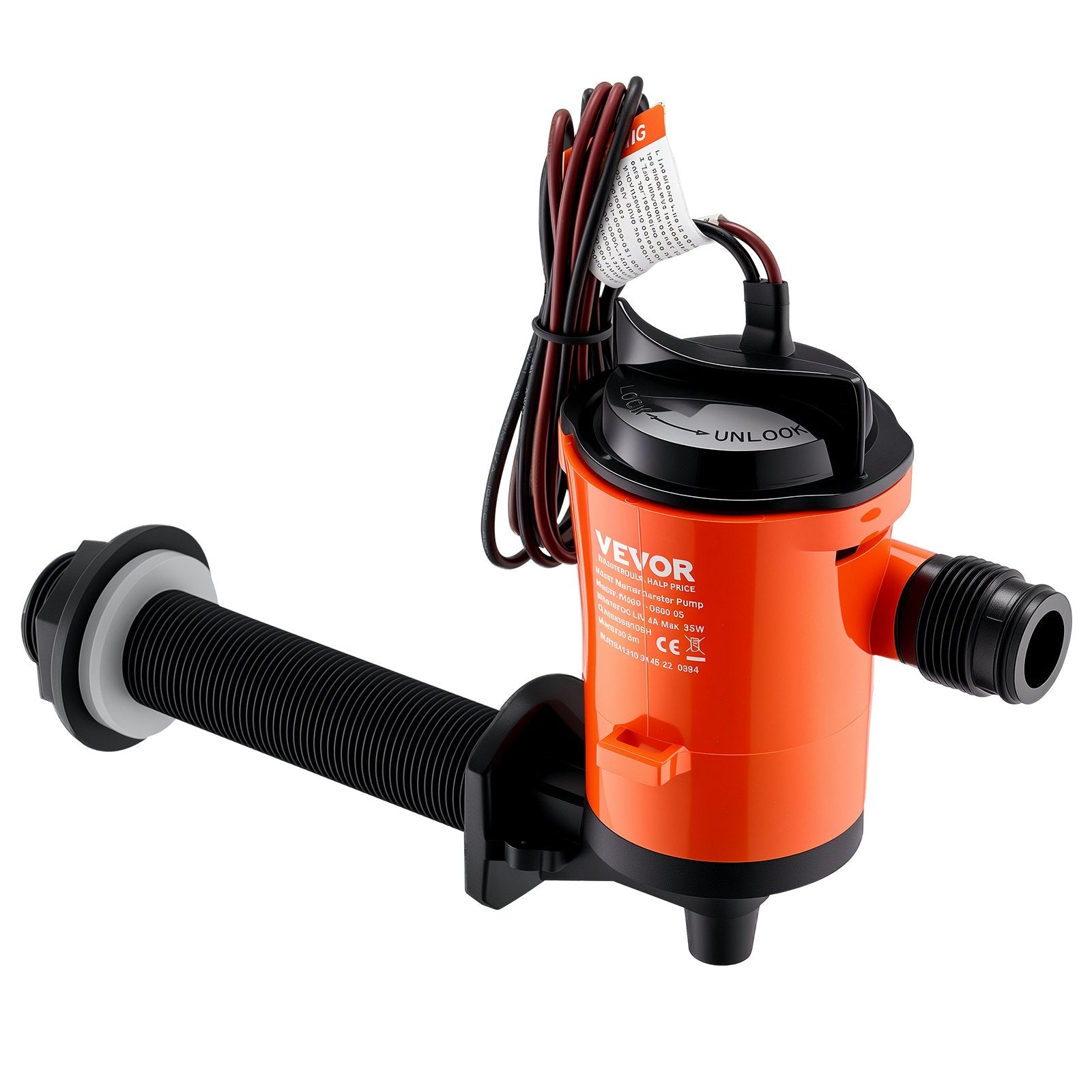VEVOR Livewell Pump for Boat 12V 800 GPH 90°Livewell Aerator Pump Baitwell Pump 