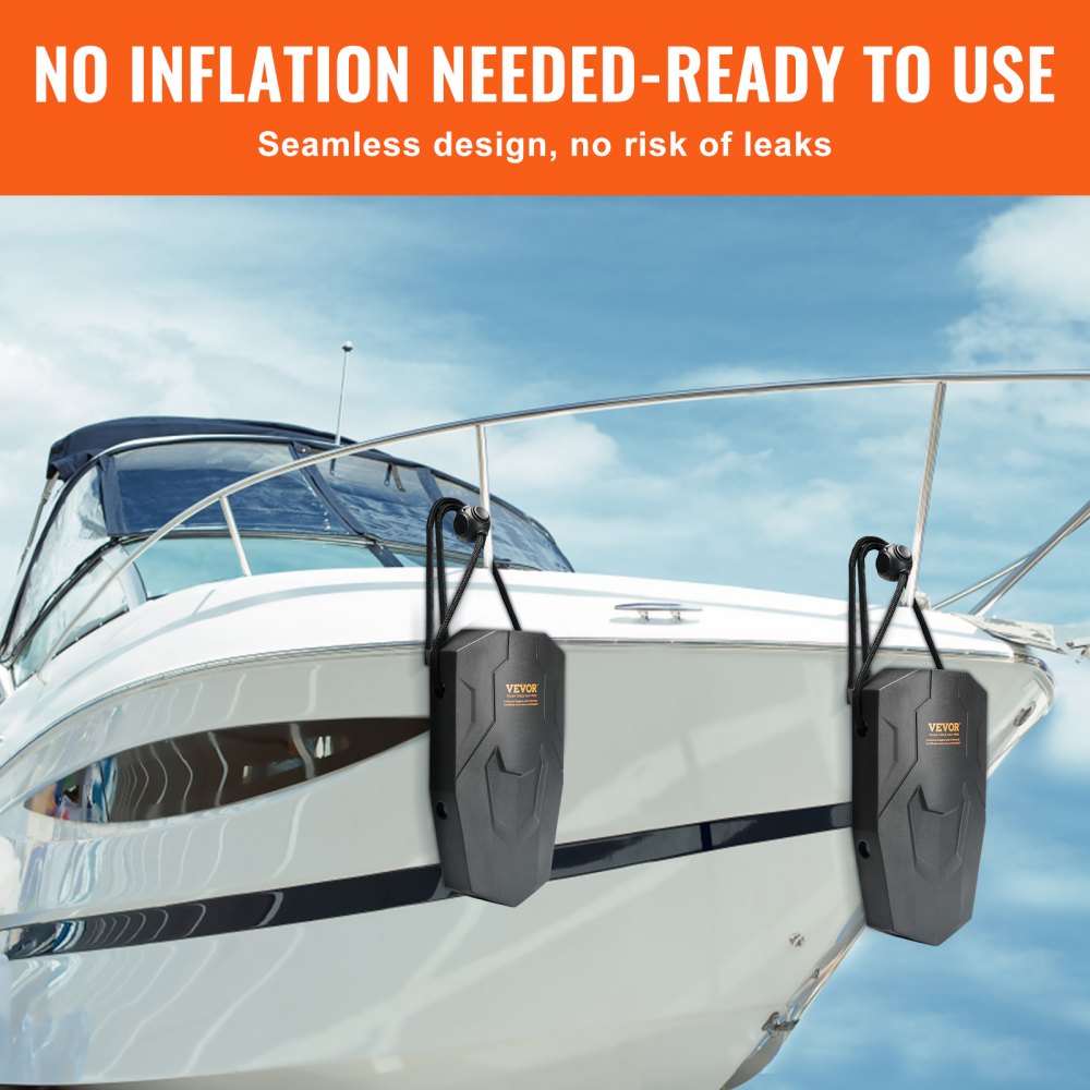 VEVOR Boat Fenders, 8.6" x 16" Boat Bumpers for Docking, Marine EVA Boat Dock Fender Bumper with Ropes, Cord Locks and Storage Bag, No Inflation Required, for Class A/Class 1/Part Class 2, Black 