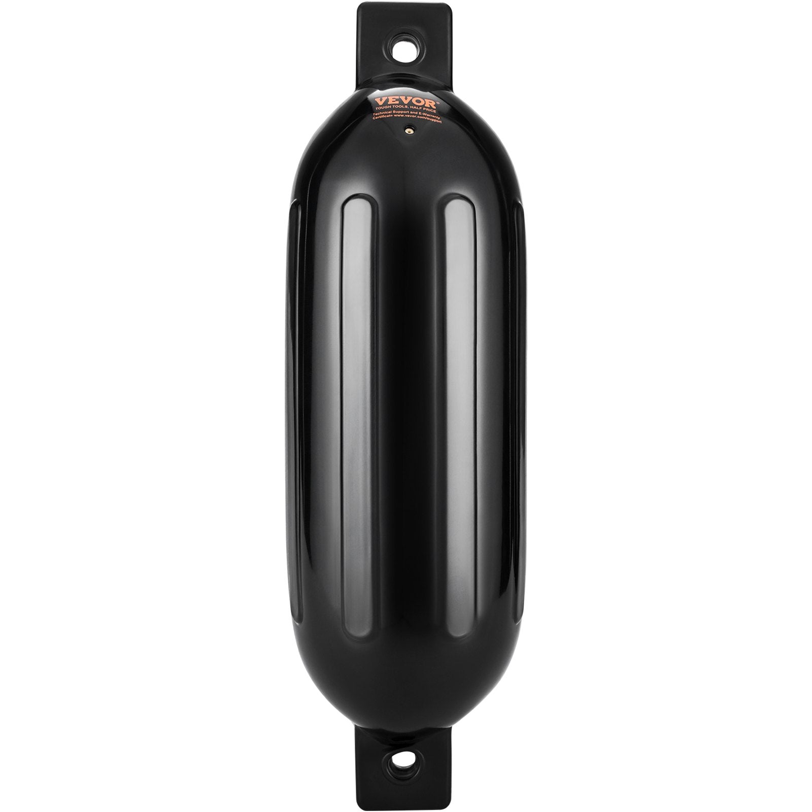 VEVOR Boat Fenders, 5.5" x 20" Boat Bumpers for Docking, Inflatable Ribbed Fender with Center Holes, Marine Boat Dock Fender Bumper with Air Pump, 4 Needles and 4 Ropes and Storage Bag, Black 