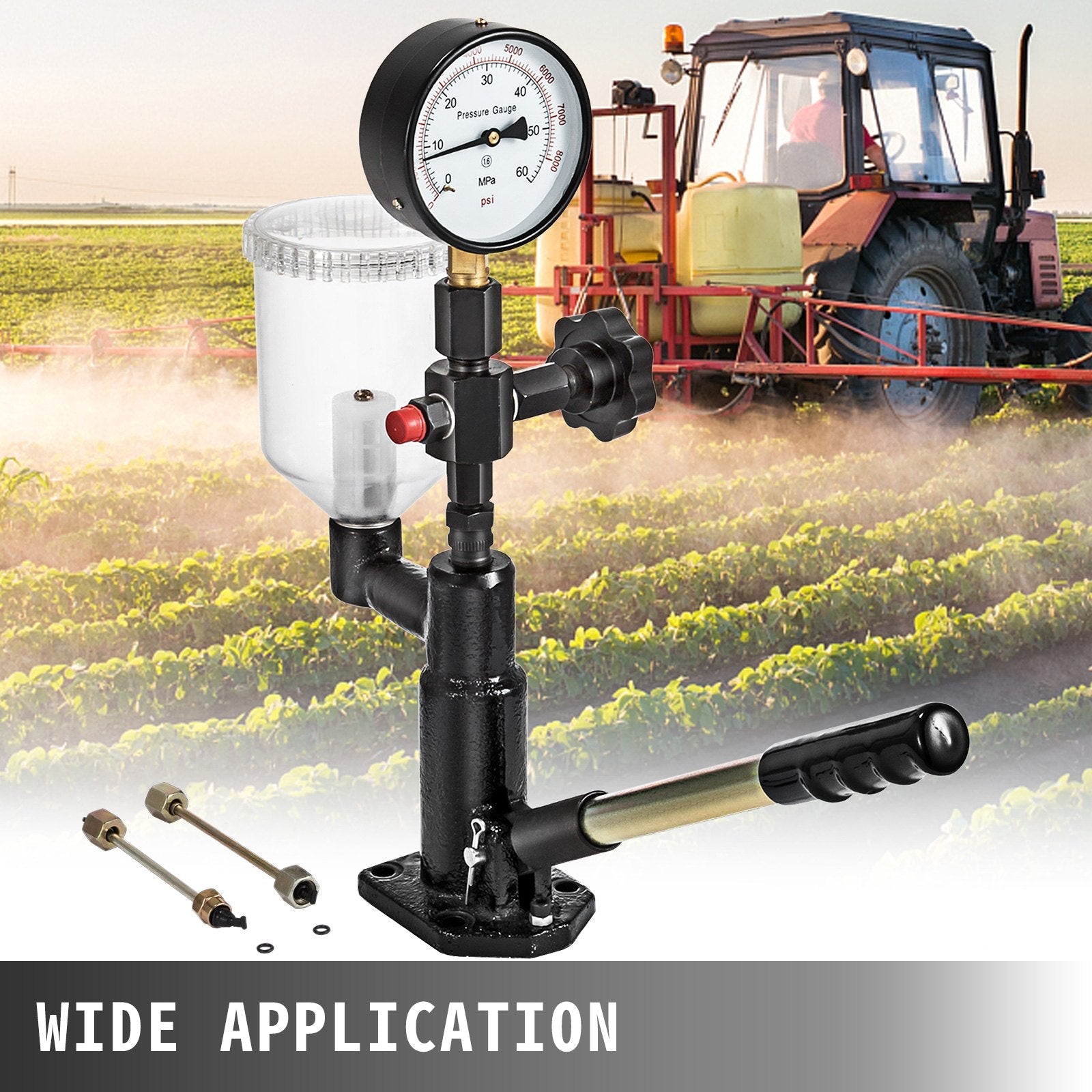 VEVOR 400Bar 6000PSI Diesel Fuel Injector Tester Diesel Injector Nozzle Tester with?Dual Scale Gauge to Adjust Injector Nozzle Pressure and Testing Diesel Injector Nozzle Pop Pressure Tester 