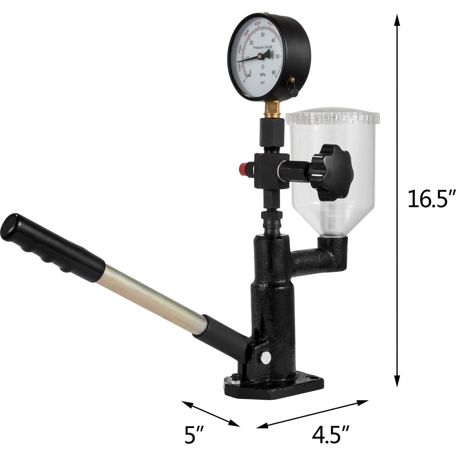 VEVOR 400Bar 6000PSI Diesel Fuel Injector Tester Diesel Injector Nozzle Tester with?Dual Scale Gauge to Adjust Injector Nozzle Pressure and Testing Diesel Injector Nozzle Pop Pressure Tester 
