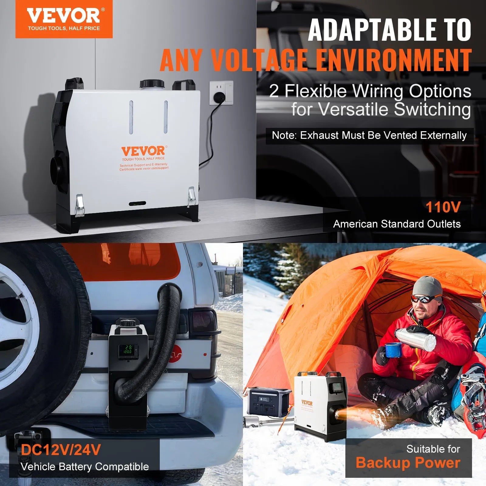 VEVOR 5-8KW Diesel Heater, Diesel Air Heater All in One with Remote Control and LCD Screen, Fast Heating Low Noise, Portable Diesel Heater for Truck Van RV Trailer Camper 