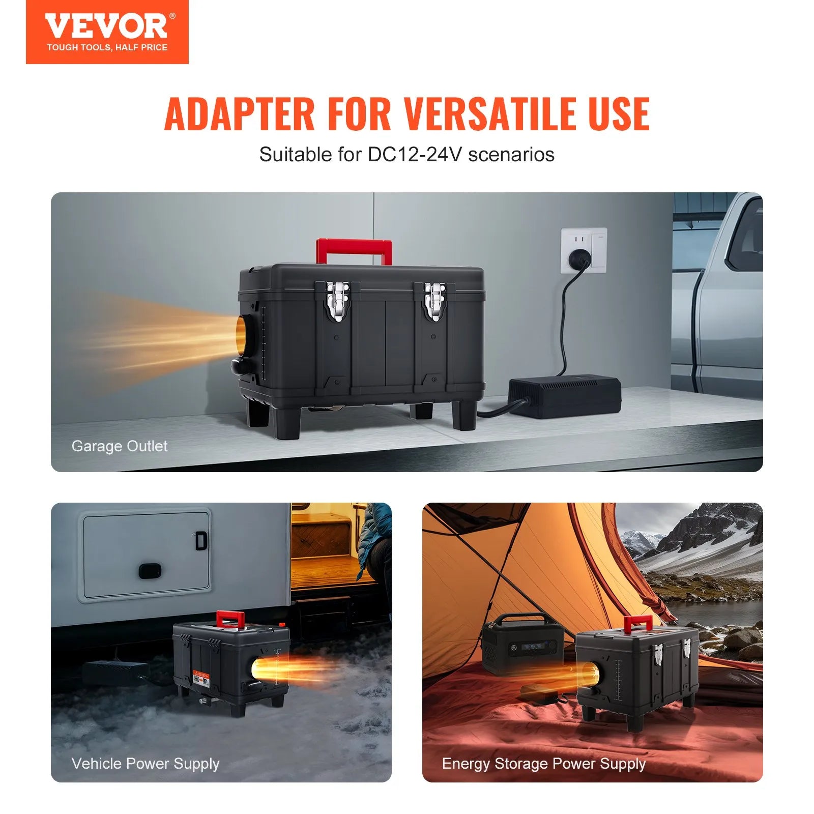 VEVOR 8KW Diesel Heater, 12V/24V All-in-One Diesel Air Heater with Bluetooth App, Remote Control, Display Screen & CO Alarm, Fast Heating Portable Diesel Heater for Vehicles and Garage 