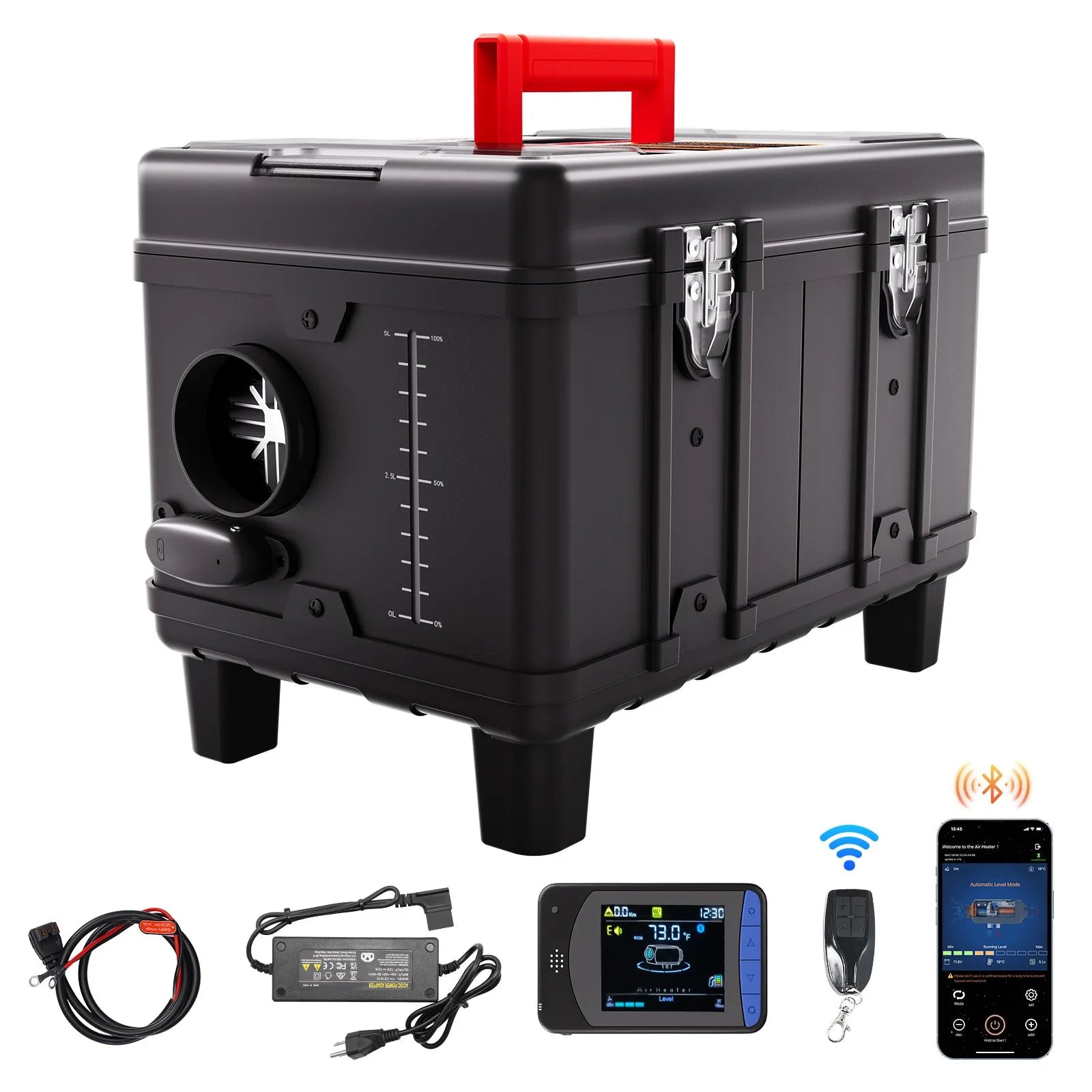 VEVOR 8KW Diesel Heater, 12V/24V All-in-One Diesel Air Heater with Bluetooth App, Remote Control, Display Screen & CO Alarm, Fast Heating Portable Diesel Heater for Vehicles and Garage 