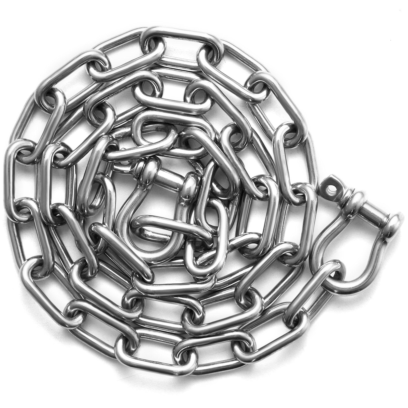 VEVOR Boat Anchor Chain Stainless Steel Lead Chain 1/4" x 4' with Two Shackles 
