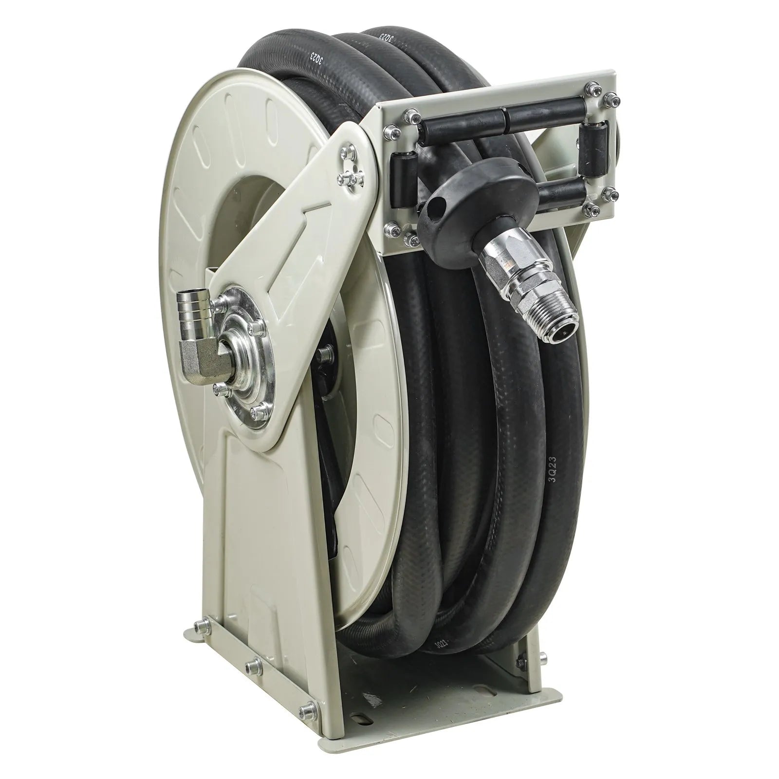 VEVOR Fuel Hose Reel, 3/4" x 50', Extra Long Retractable Diesel Hose Reel, Heavy-Duty Carbon Steel Construction with Automatic Fuel Nozzle, NBR Rubber Hose for Aircraft Ship Vehicle Tank Truck, 300PSI