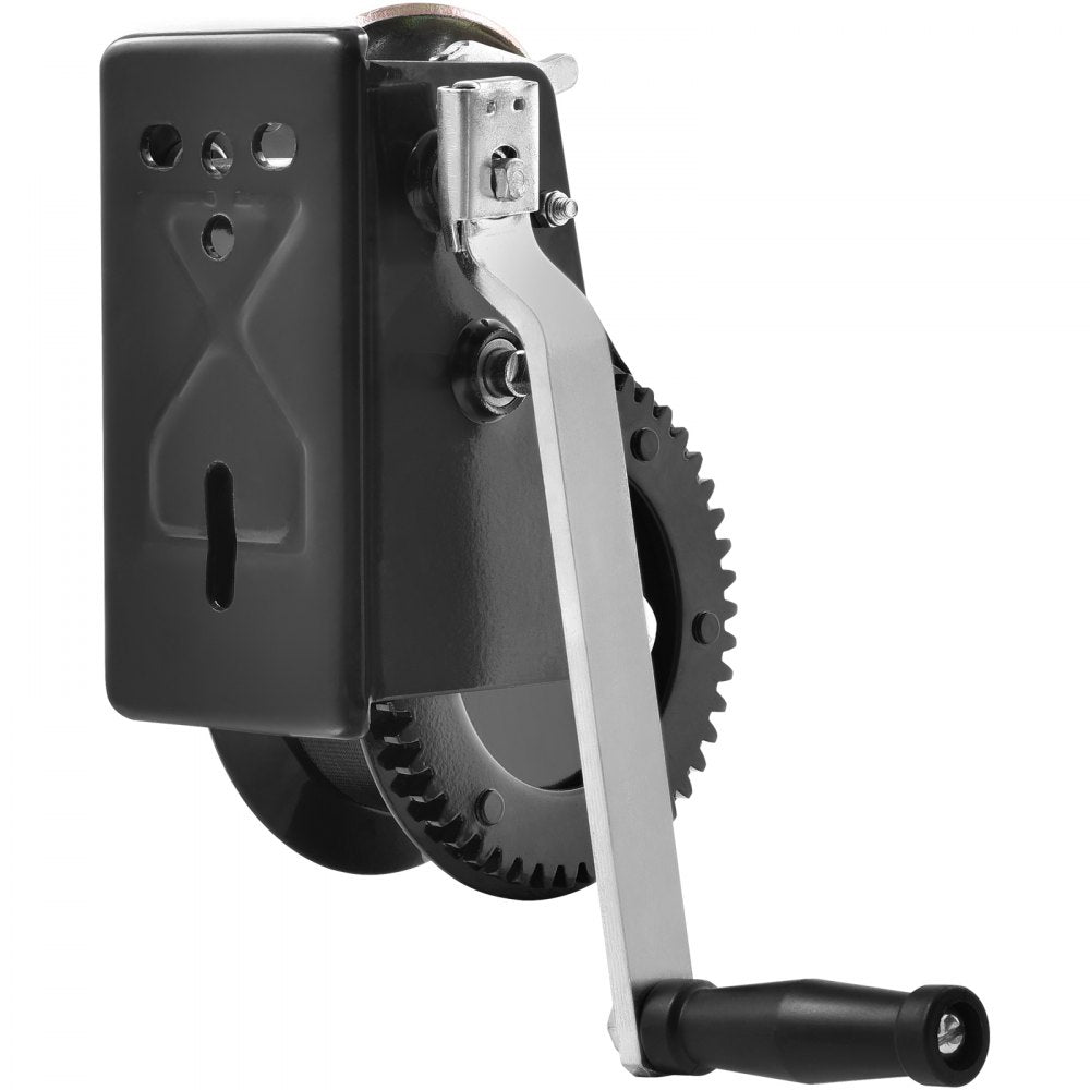 VEVOR Hand Winch, 3500 lbs Pulling Capacity, Boat Trailer Winch Heavy Duty Rope Crank with 33 ft Polyester Strap and Two-Way Ratchet, Manual Operated Hand Crank Winch for Trailer, Boat or ATV Towing 
