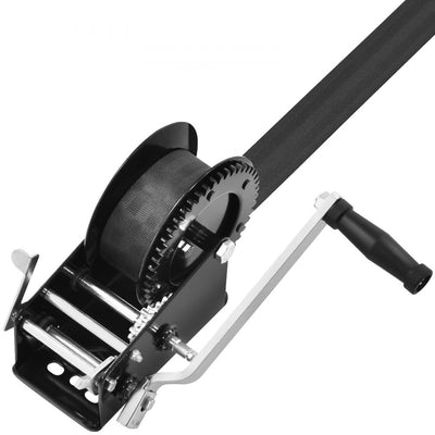 VEVOR Hand Winch, 3500 lbs Pulling Capacity, Boat Trailer Winch Heavy Duty Rope Crank with 33 ft Polyester Strap and Two-Way Ratchet, Manual Operated Hand Crank Winch for Trailer, Boat or ATV Towing 