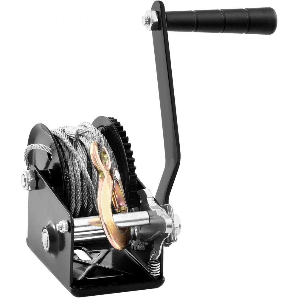 VEVOR Hand Winch, 800 lbs Pulling Capacity, Boat Trailer Winch Heavy Duty Rope Crank with 33 ft Steel Wire Cable and Two-Way Ratchet, Manual Operated Hand Crank Winch for Trailer, Boat or ATV Towing 