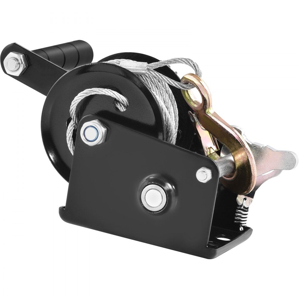 VEVOR Hand Winch, 800 lbs Pulling Capacity, Boat Trailer Winch Heavy Duty Rope Crank with 33 ft Steel Wire Cable and Two-Way Ratchet, Manual Operated Hand Crank Winch for Trailer, Boat or ATV Towing 