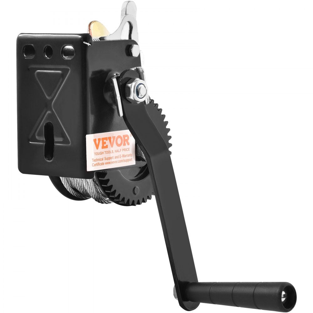 VEVOR Hand Winch, 800 lbs Pulling Capacity, Boat Trailer Winch Heavy Duty Rope Crank with 33 ft Steel Wire Cable and Two-Way Ratchet, Manual Operated Hand Crank Winch for Trailer, Boat or ATV Towing 