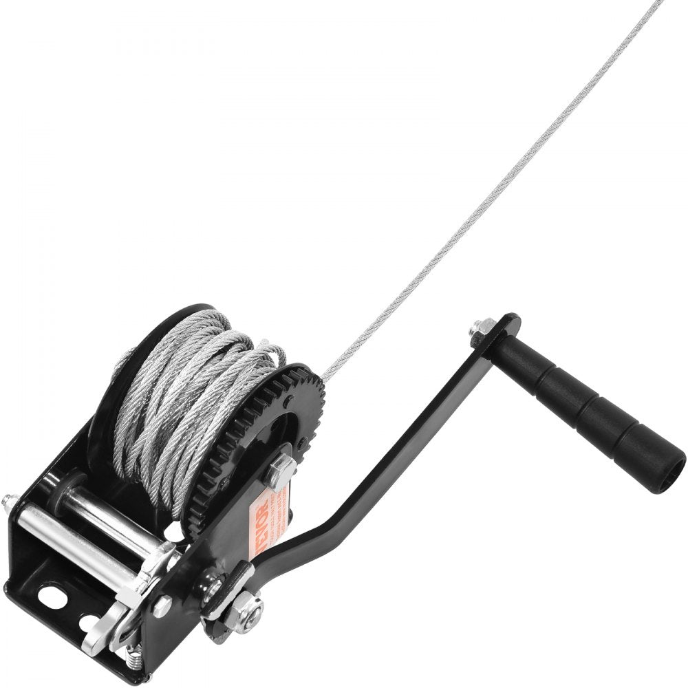VEVOR Hand Winch, 800 lbs Pulling Capacity, Boat Trailer Winch Heavy Duty Rope Crank with 33 ft Steel Wire Cable and Two-Way Ratchet, Manual Operated Hand Crank Winch for Trailer, Boat or ATV Towing 