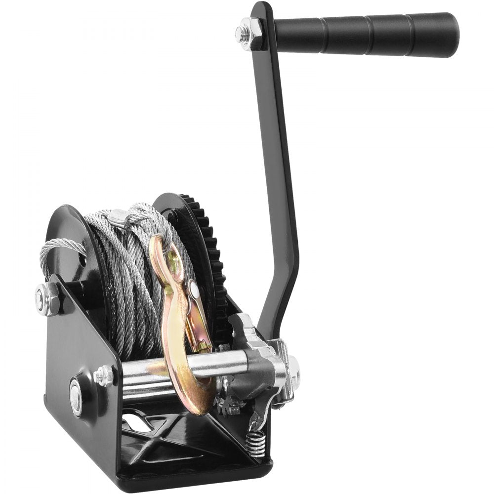 VEVOR Hand Winch, 800 lbs Pulling Capacity, Boat Trailer Winch Heavy Duty Rope Crank with 33 ft Steel Wire Cable and Two-Way Ratchet, Manual Operated Hand Crank Winch for Trailer, Boat or ATV Towing 