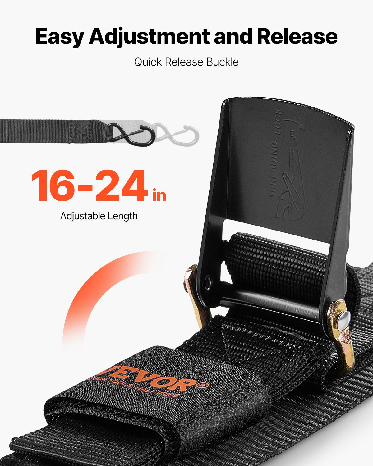 VEVOR Retractable Ratchet Straps Tie Down Straps 2 in x 2 ft for Boat (2 Pack) 