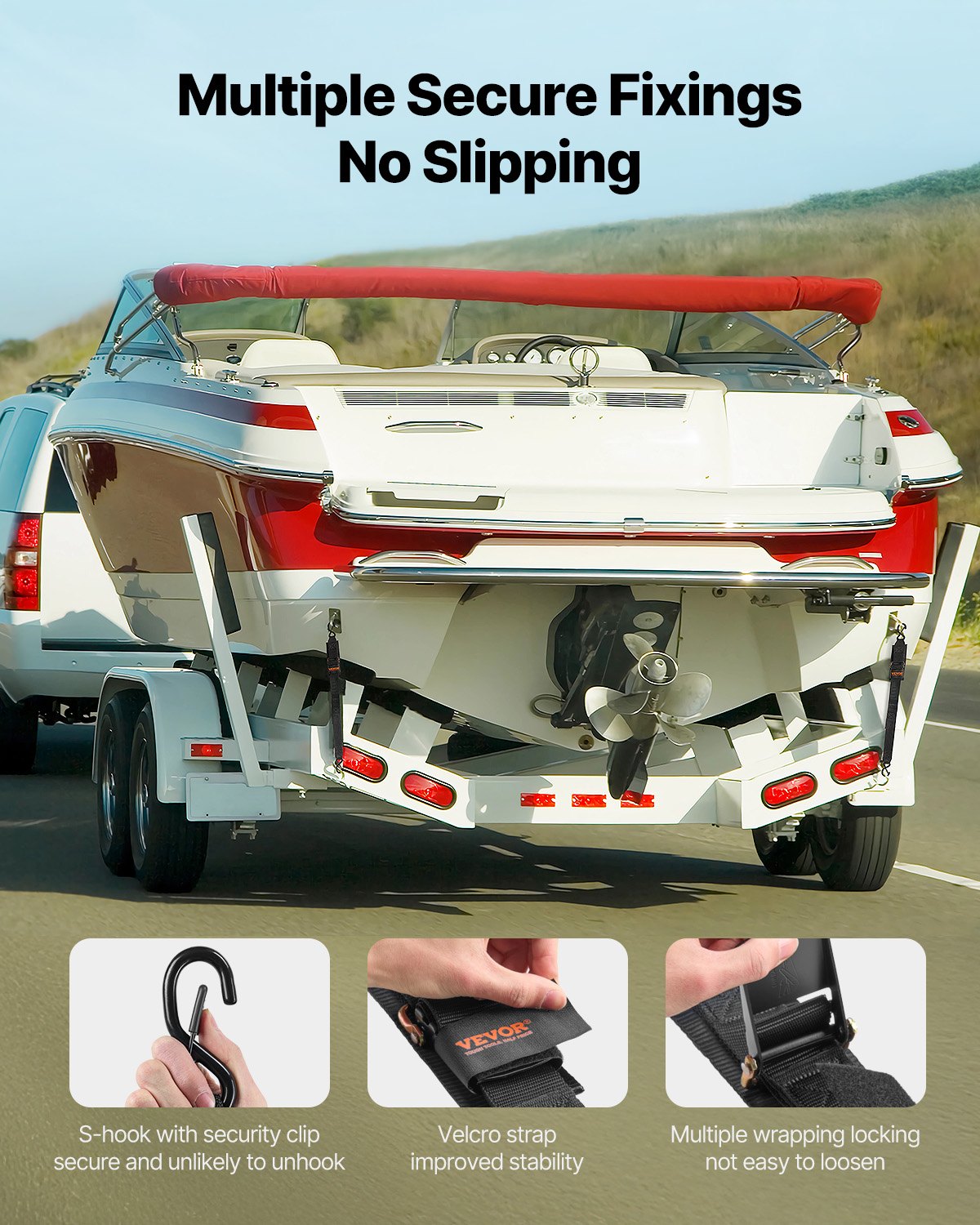 VEVOR Retractable Ratchet Straps Tie Down Straps 2 in x 4 ft for Boat (2 Pack) 