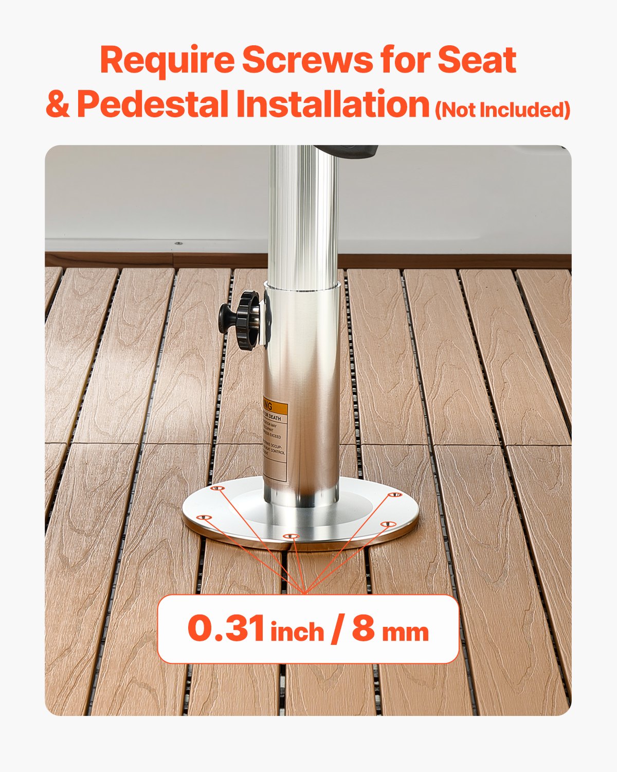 VEVOR Boat Seat Pedestal 12.76-18.7 Inches Height Adjustable Boat Seat Mount 