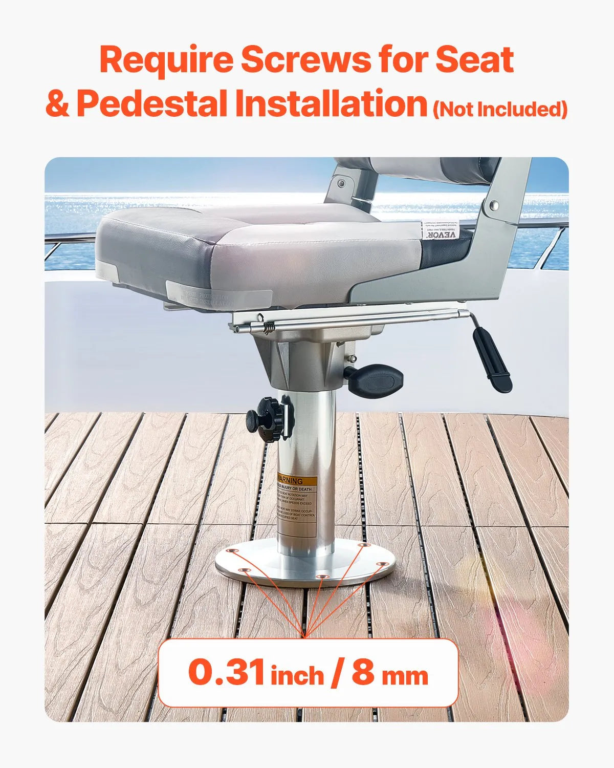 VEVOR Boat Seat Pedestal 13.39-19.2 Inches Height Adjustable Boat Seat Mount