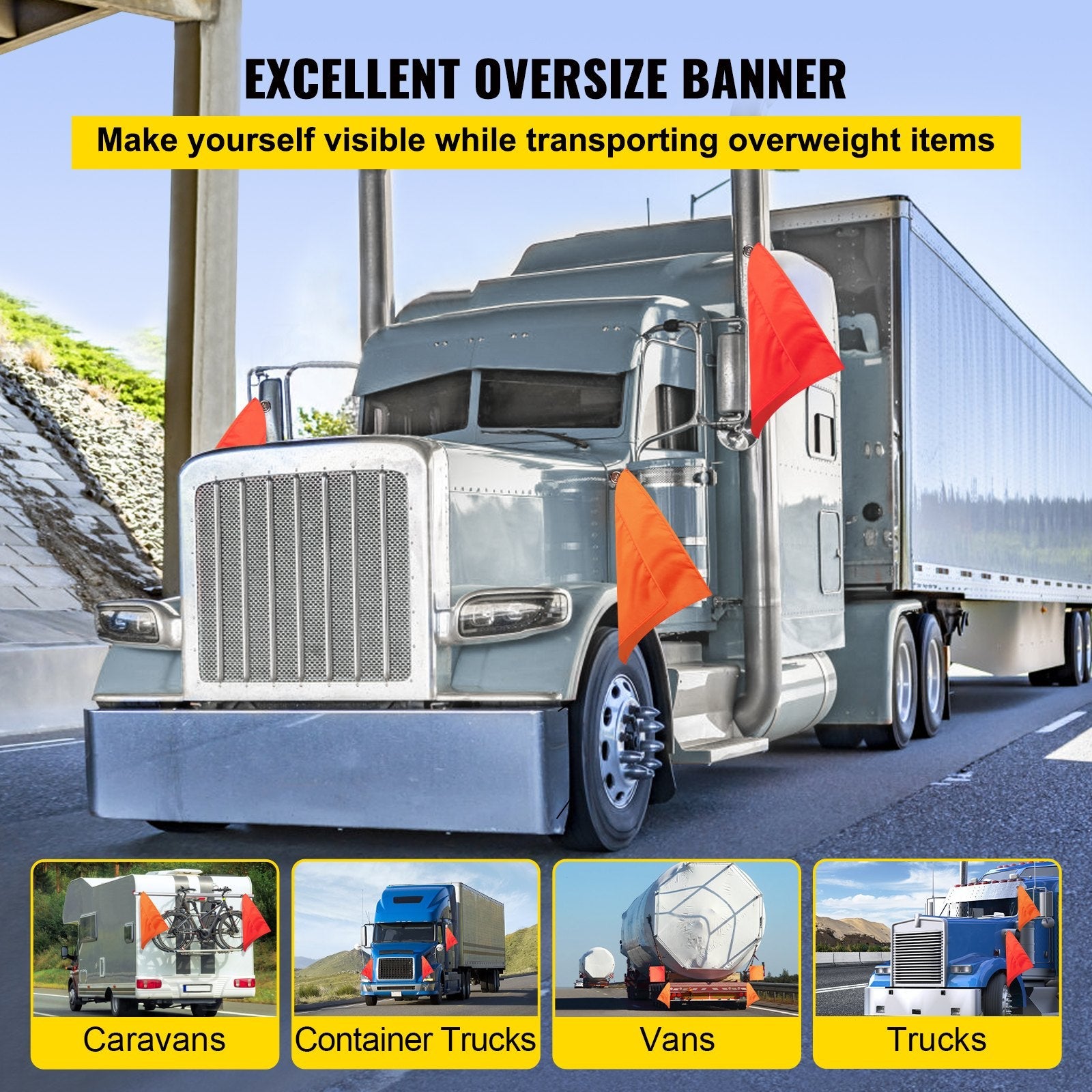 VEVOR Oversize Load Sign Oversize Flag 18 x 18 Inch Wide Load Signs for Trucks 