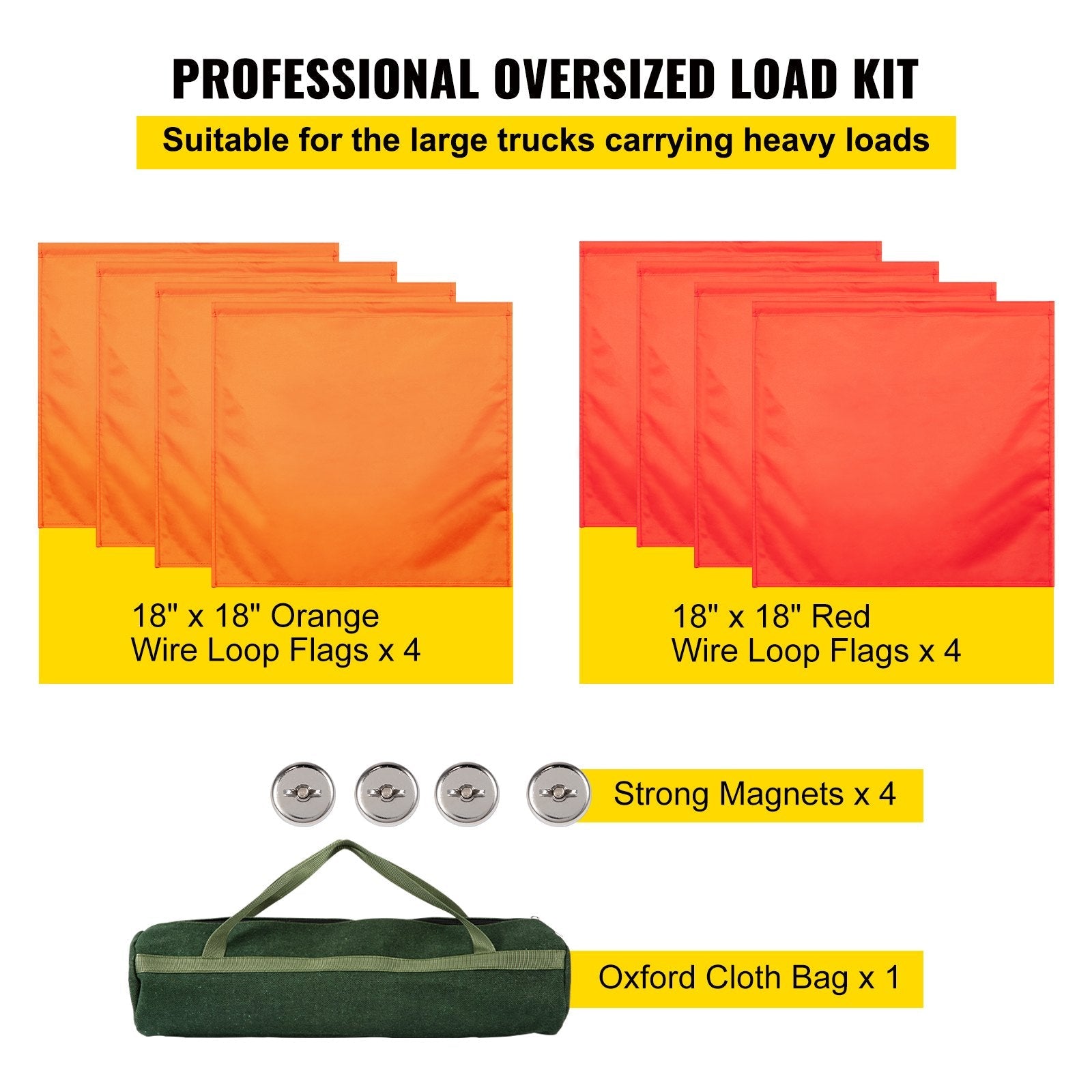 VEVOR Oversize Load Sign Oversize Flag 18 x 18 Inch Wide Load Signs for Trucks 