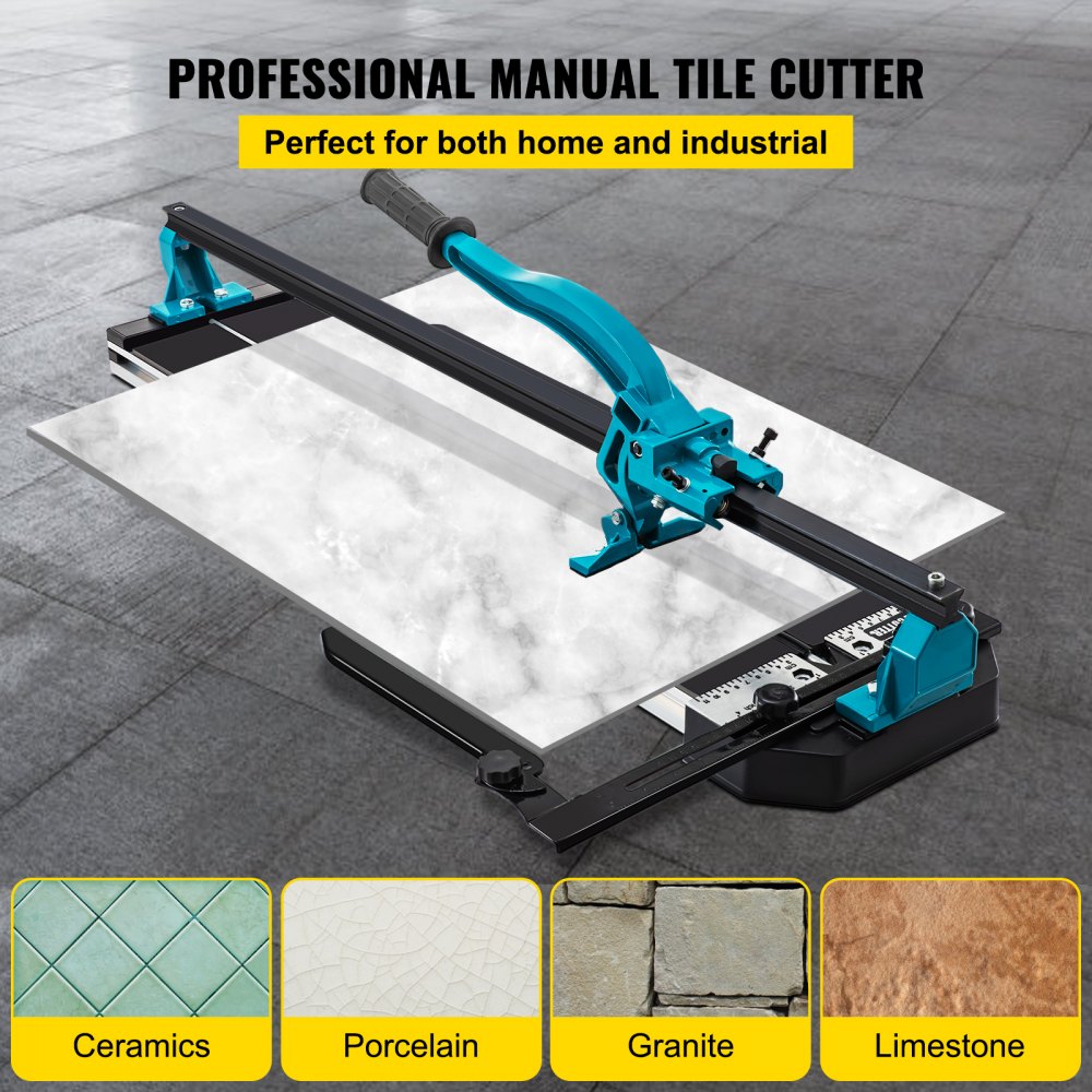 VEVOR Tile Cutter, 24 Inch Manual Tile Cutter, Tile Cutter Tools w/Single Rail Double Brackets, 3/5 in Cap w/Precise Laser Guide, Tile Cutter Porcelain Tools for Precision Cutting Porcelain Tiles 