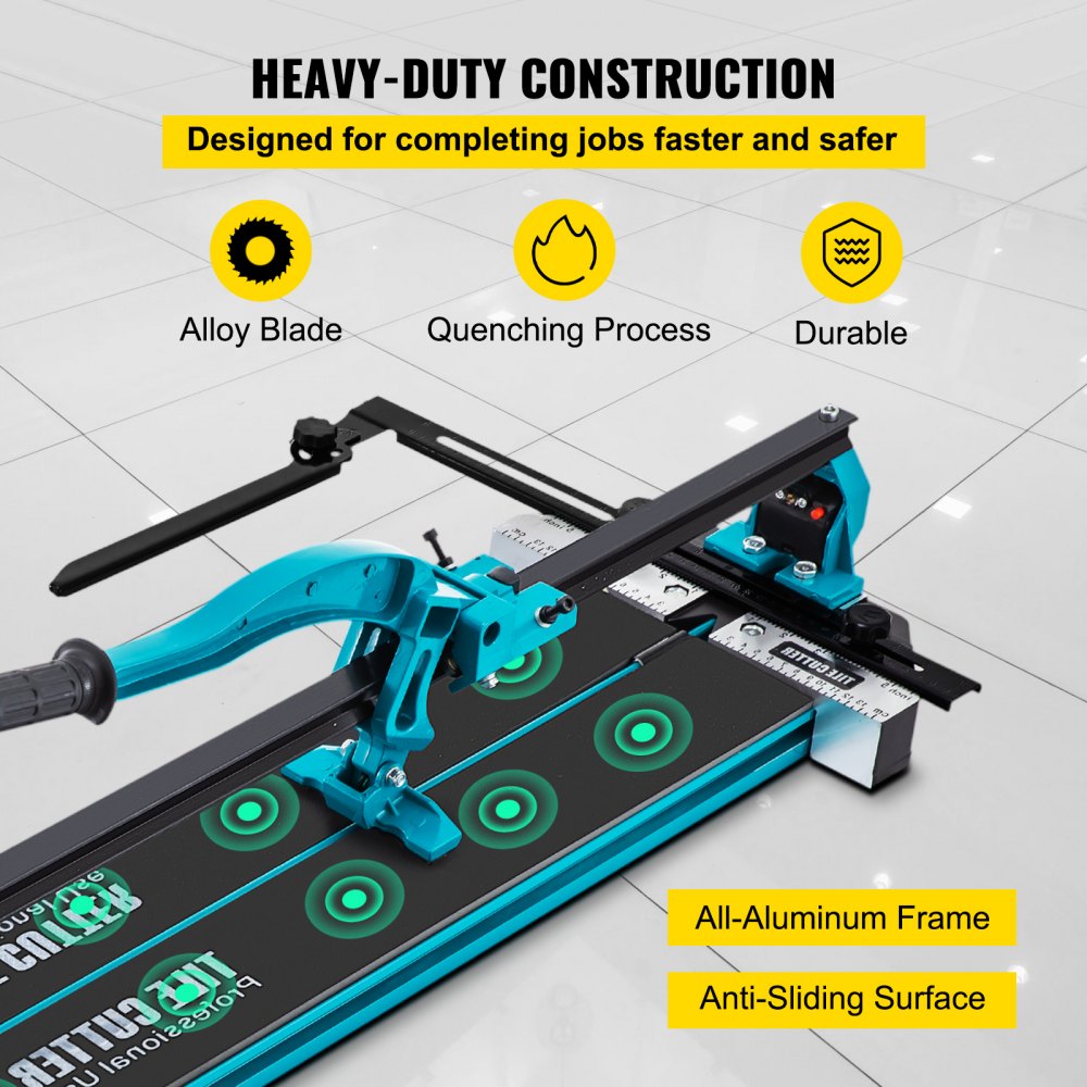 VEVOR Tile Cutter, 24 Inch Manual Tile Cutter, Tile Cutter Tools w/Single Rail Double Brackets, 3/5 in Cap w/Precise Laser Guide, Tile Cutter Porcelain Tools for Precision Cutting Porcelain Tiles 