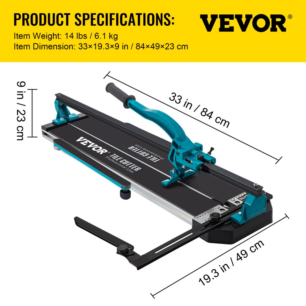 VEVOR Tile Cutter, 24 Inch Manual Tile Cutter, Tile Cutter Tools w/Single Rail Double Brackets, 3/5 in Cap w/Precise Laser Guide, Tile Cutter Porcelain Tools for Precision Cutting Porcelain Tiles 