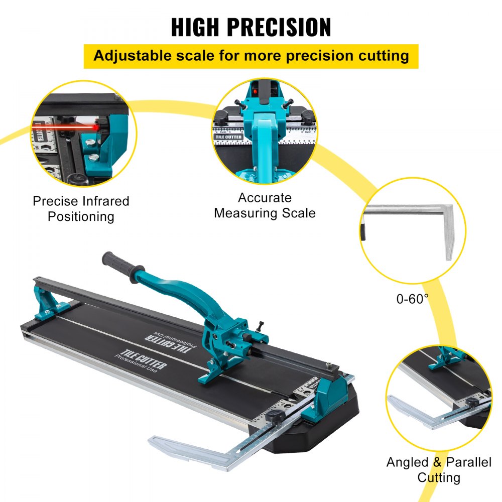 VEVOR Tile Cutter 31 Inch,Manual Tile Cutter Single Rail w/Precise Laser Positioning, Alloy Cutter Wheel with Ergonomic Handle, Accurate Rulers, For Large Tile 0.24\"-0.59\" Thickness 